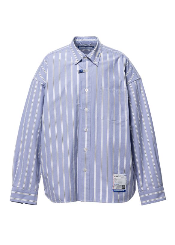 コットン ハイ デンシティ ストライプ ロング スリーブ シャツ | Cotton High Density Stripe Long-sleeve Shirt- LIGHT BLUE