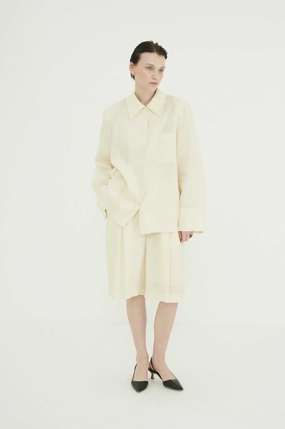 テンセルハーフパンツ - TENCEL HALF PANTS (IVORY)