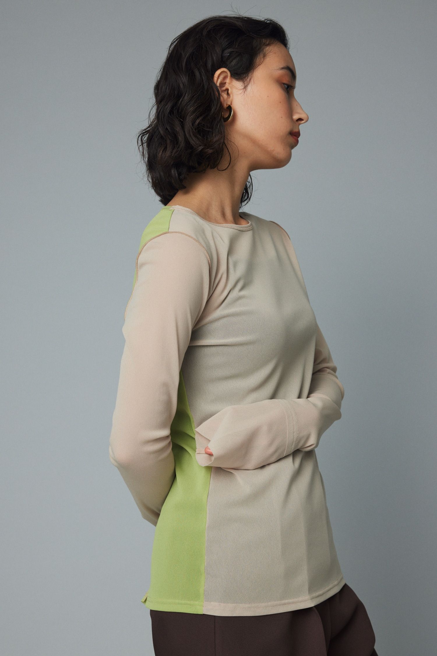 メッシュインナートップス - Mesh inner color tops - BEIGE