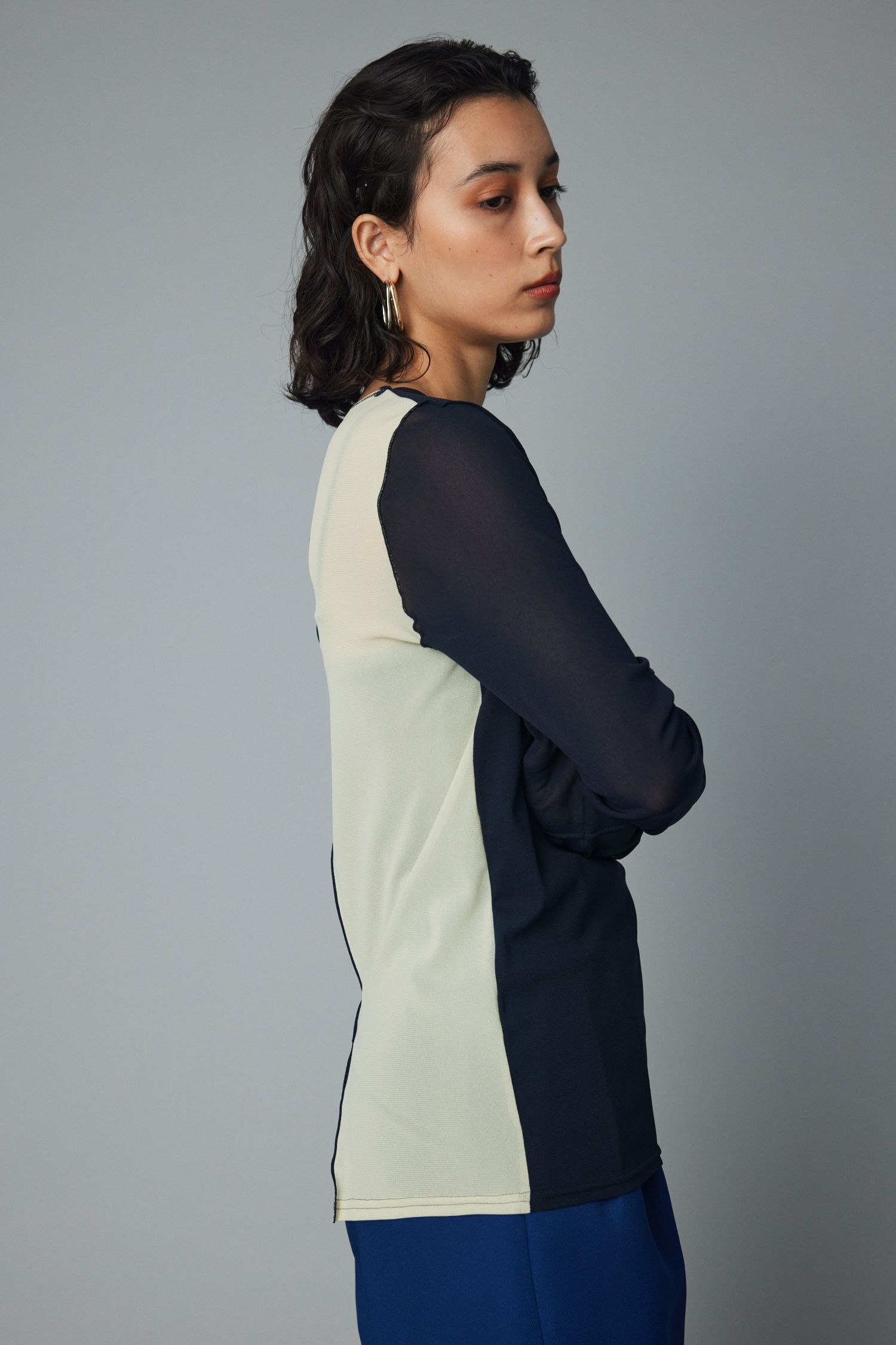 メッシュインナートップス - Mesh inner color tops - NAVY