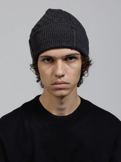 コットン/リネン ニットキャップ - Knit Hat - B/GREY