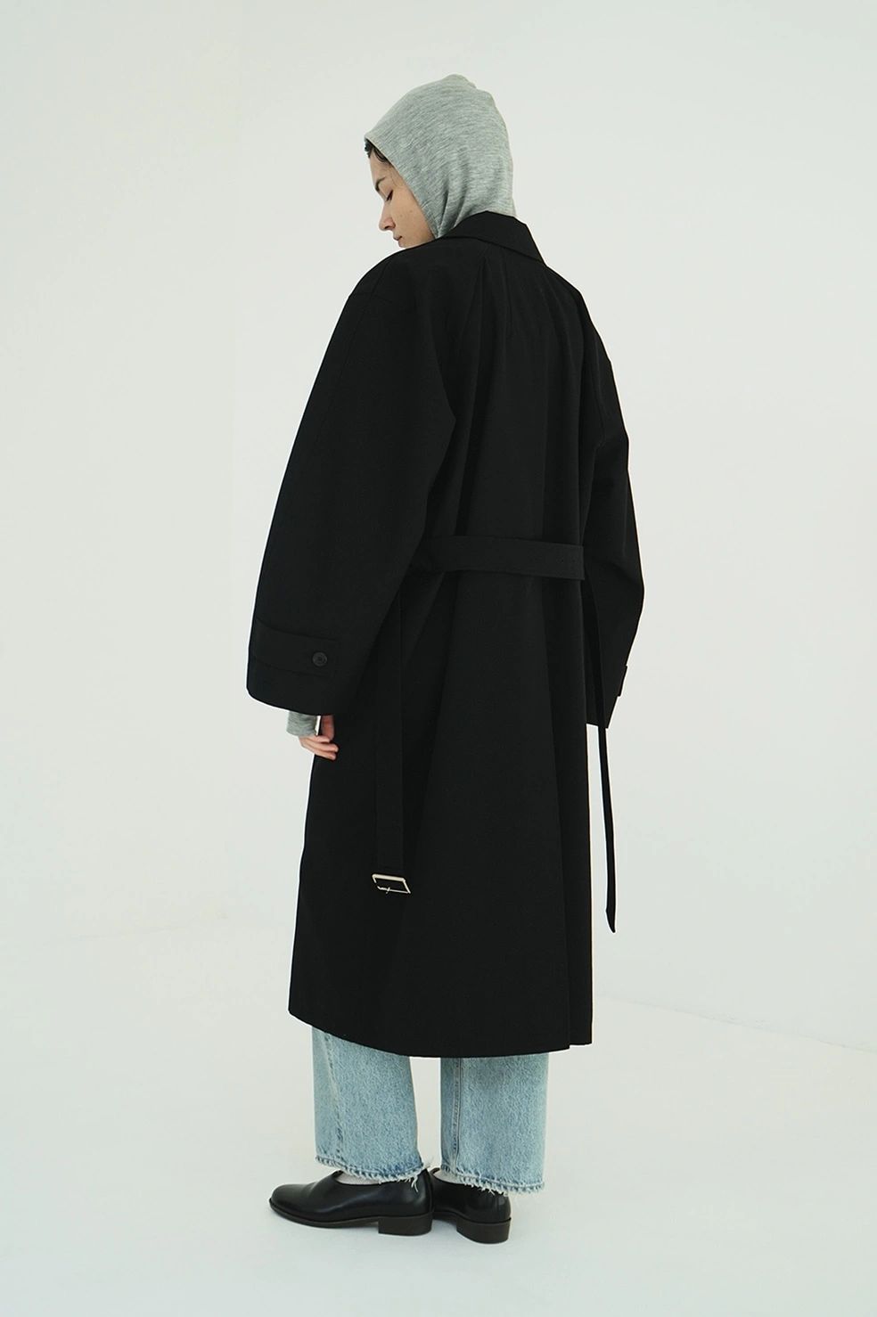 ステンカラーコート - BULKY LINE STAIN COAT (BLACK)
