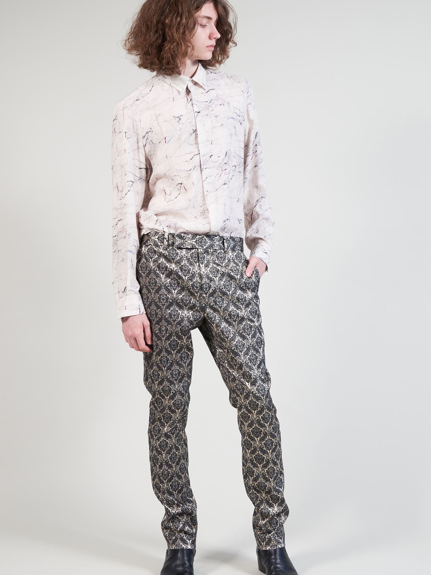 Visファイユマーブルプリント レギュラーシャツ - Regular Shirt - BEIGE MARBLE