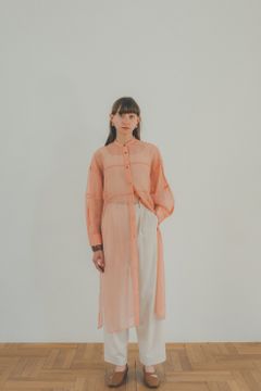 SWITCH DESIGN LONG SHEER SHIRT - リングシアーシャツ - PINK
