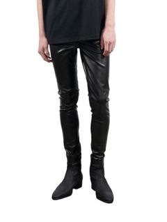 【山下智久着用】 ウォッシャブルヴィーガンレザーレギンスパンツ - ブラック - Washable Vegan Leather Leggings Pants
