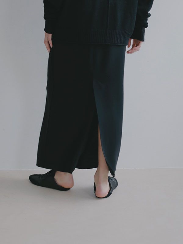 ダブルフェイスIラインスカート (BLACK)