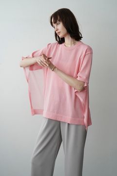 シアー スクエア ニット トップス - SHEER SQUARE KNIT TOPS - PINK