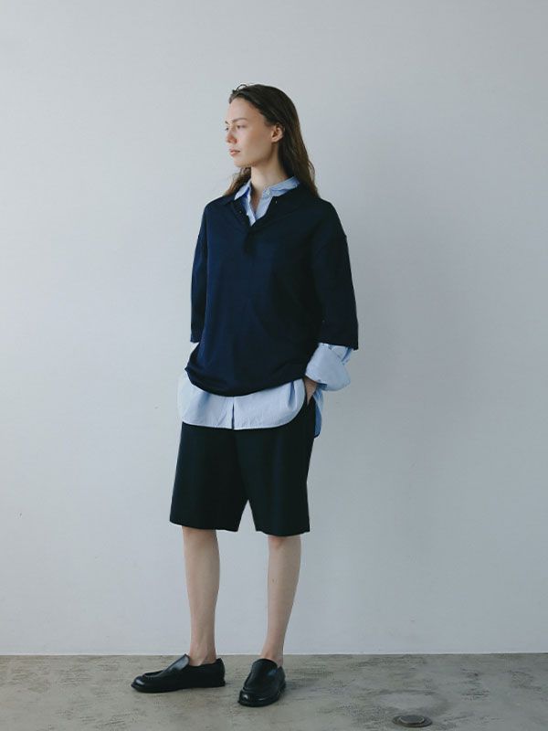 ハーフスリーブニットポロ - NAVY