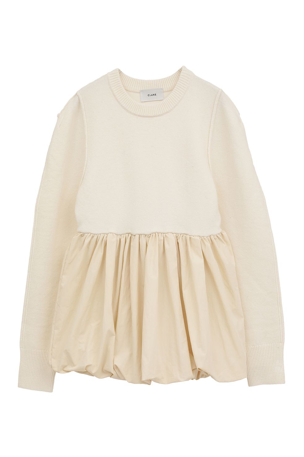 パワーショルダーニットトップス - DOCKING POWERSHOULDER KNIT TOPS - IVORY