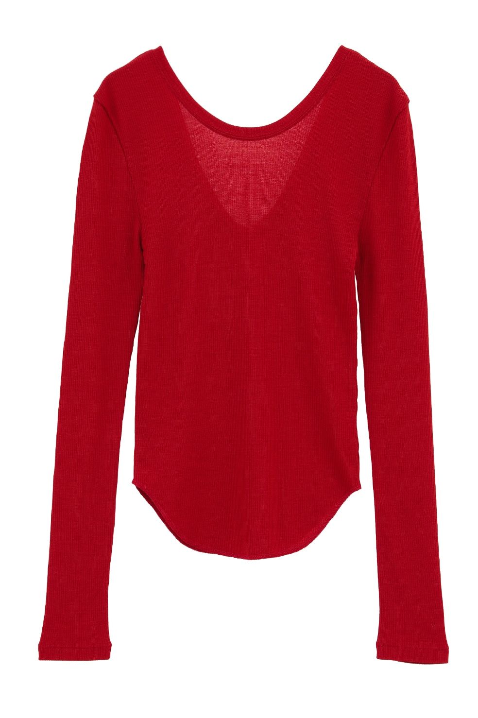 ウールリブカットソー - W FACE WOOL RIB TOPS（RED）