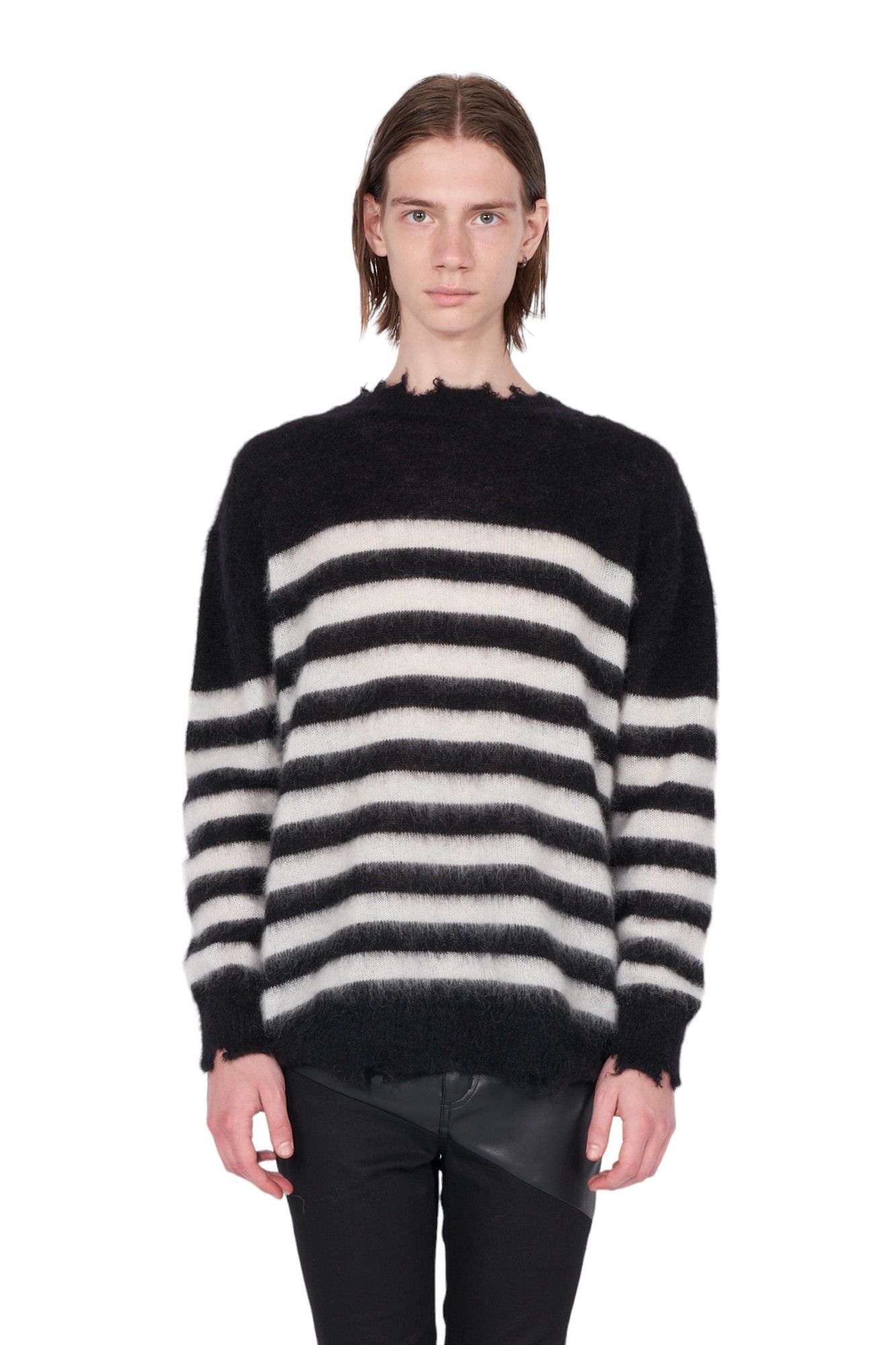 GalaabenD - ランダム モヘア ボーダークラッシュニット - Random Marine Border Crashed Knit |  ADDICT WEB SHOP