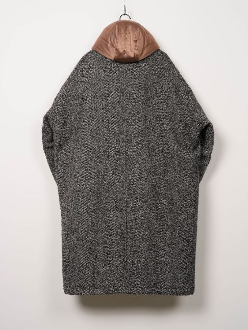 レイヤードコート - HOODED BALMACAAN COAT （BLACK×WHITE）