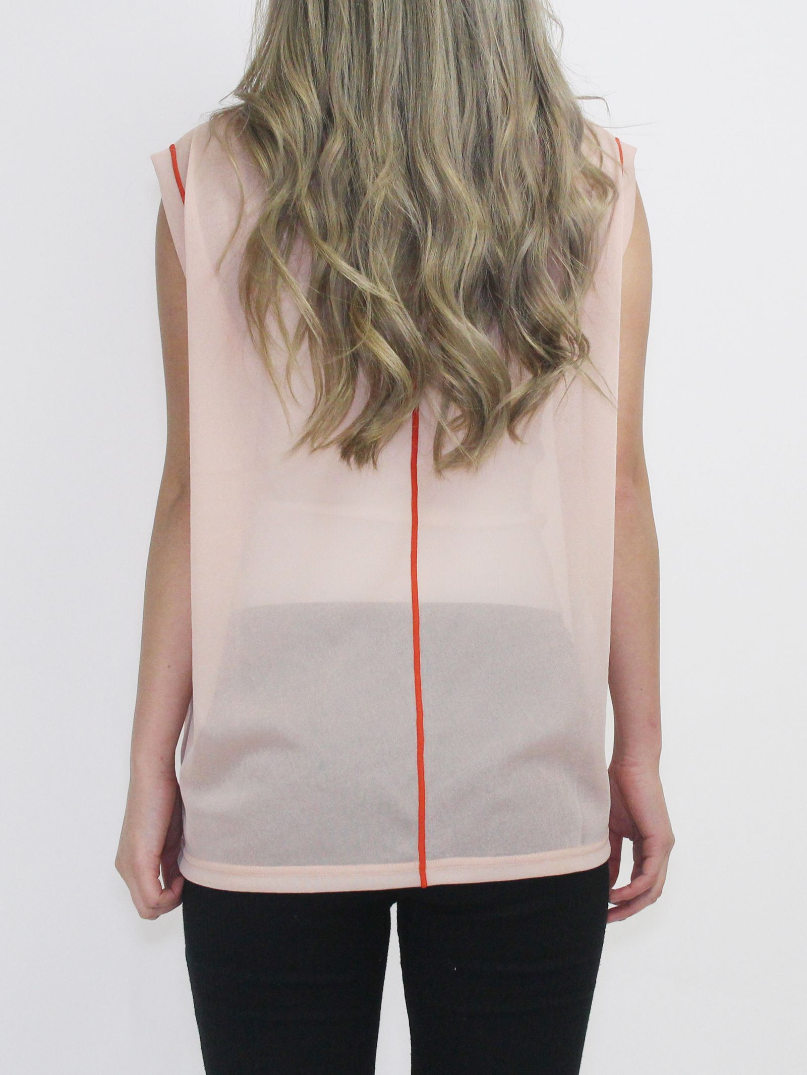 ノースリーブカットソー - LINE SHEER S/S - PINK