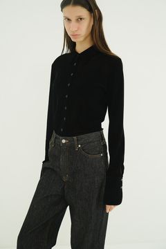 チュールフロッキーシャツ | TULLE FLOCKY SHIRTS (BLACK)