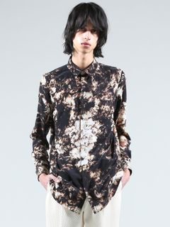 フラワープリントシャツ - Flower Print Shirt - BLACK×CREAM