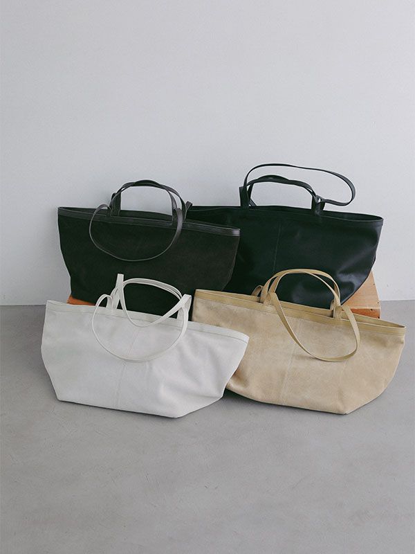 Wハンドルスウェードビッグトートバッグ （BROWN）
