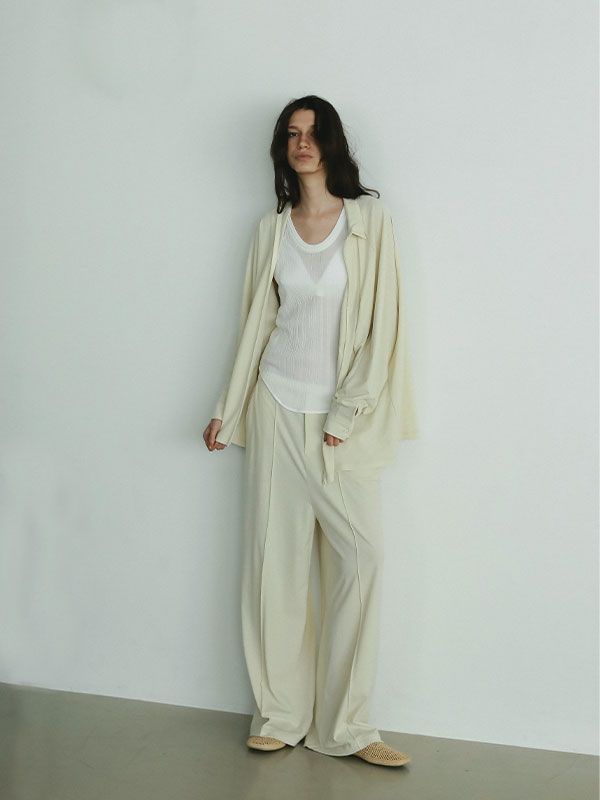 フロントファスナーカットシャツ -  CREAM