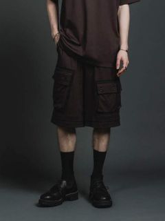 天竺 ショーツ - jersey baggy short - BROWN GREY