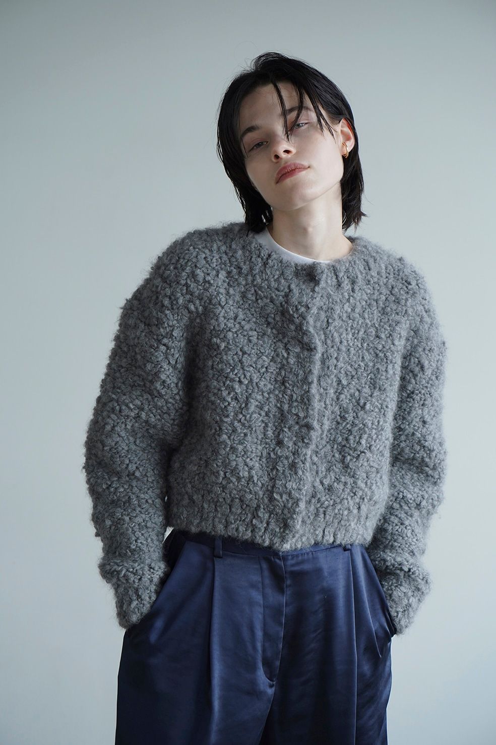 CLANE - テディベア ハンド ニット トップス - TEDDY BEAR HAND KNIT TOPS - GREY | ADDICT WEB  SHOP