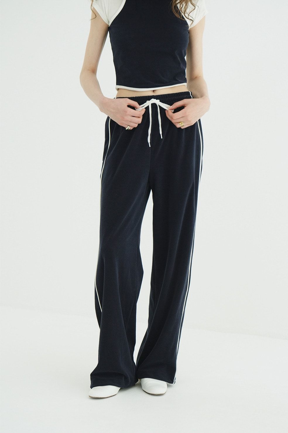 パイルセットアップ - PILE CONTRAST LINE SET UP (NAVY)