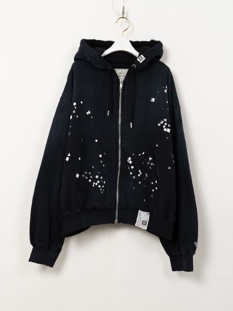 【レディース】エンベリッシュド ジップアップ フーディー｜Embellished Zip-up Hoodie (BLACK)