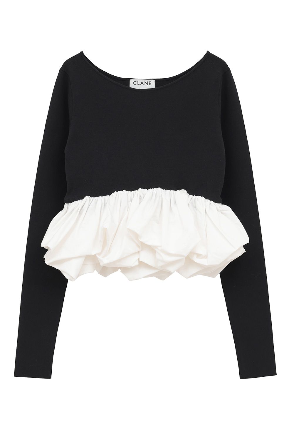 バルーン ショートニット トップス -  W BALLOON SHORT KNIT TOPS(BLACK)