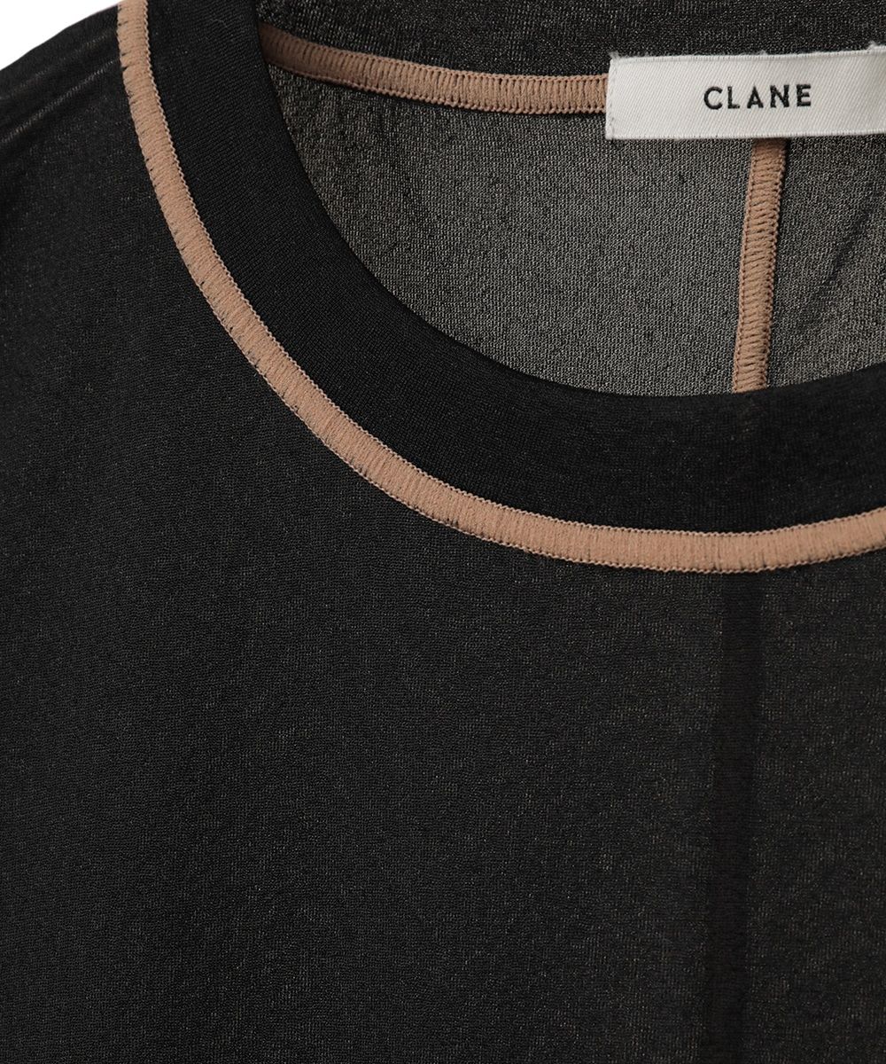 ノースリーブカットソー - LINE SHEER S/S - BLACK
