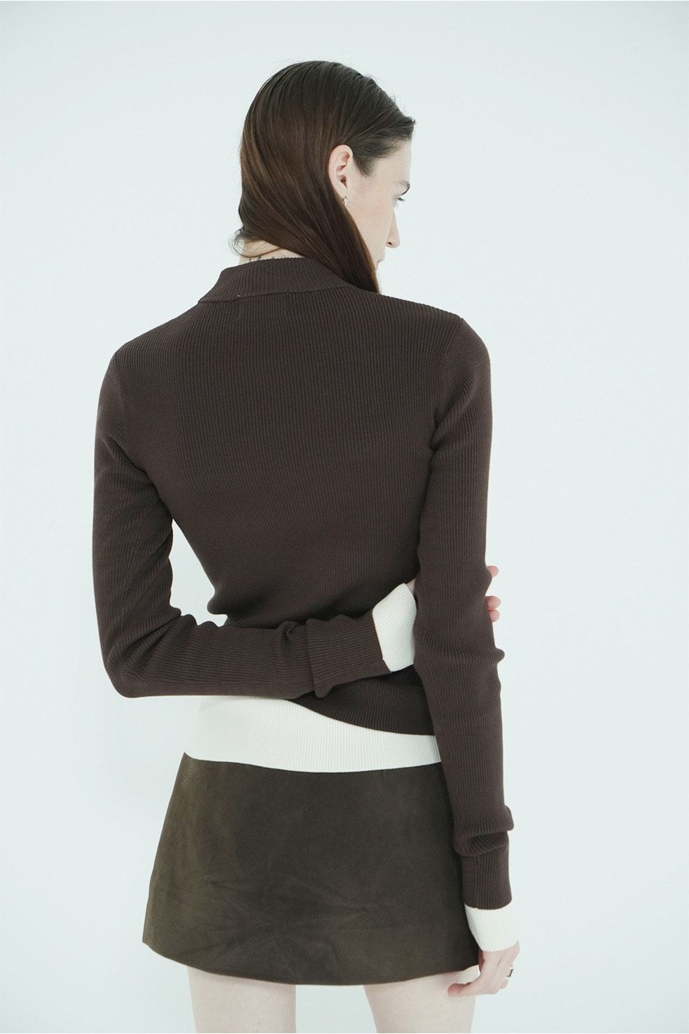 【26AW】 ハイネックリブニットトップス -  H/N RIB KNIT TOPS （BROWN）