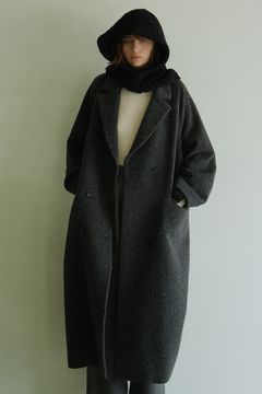 ダブルウールロングコート -  DOUBLE WOOL LONG COAT - CHARCOAL GRAY
