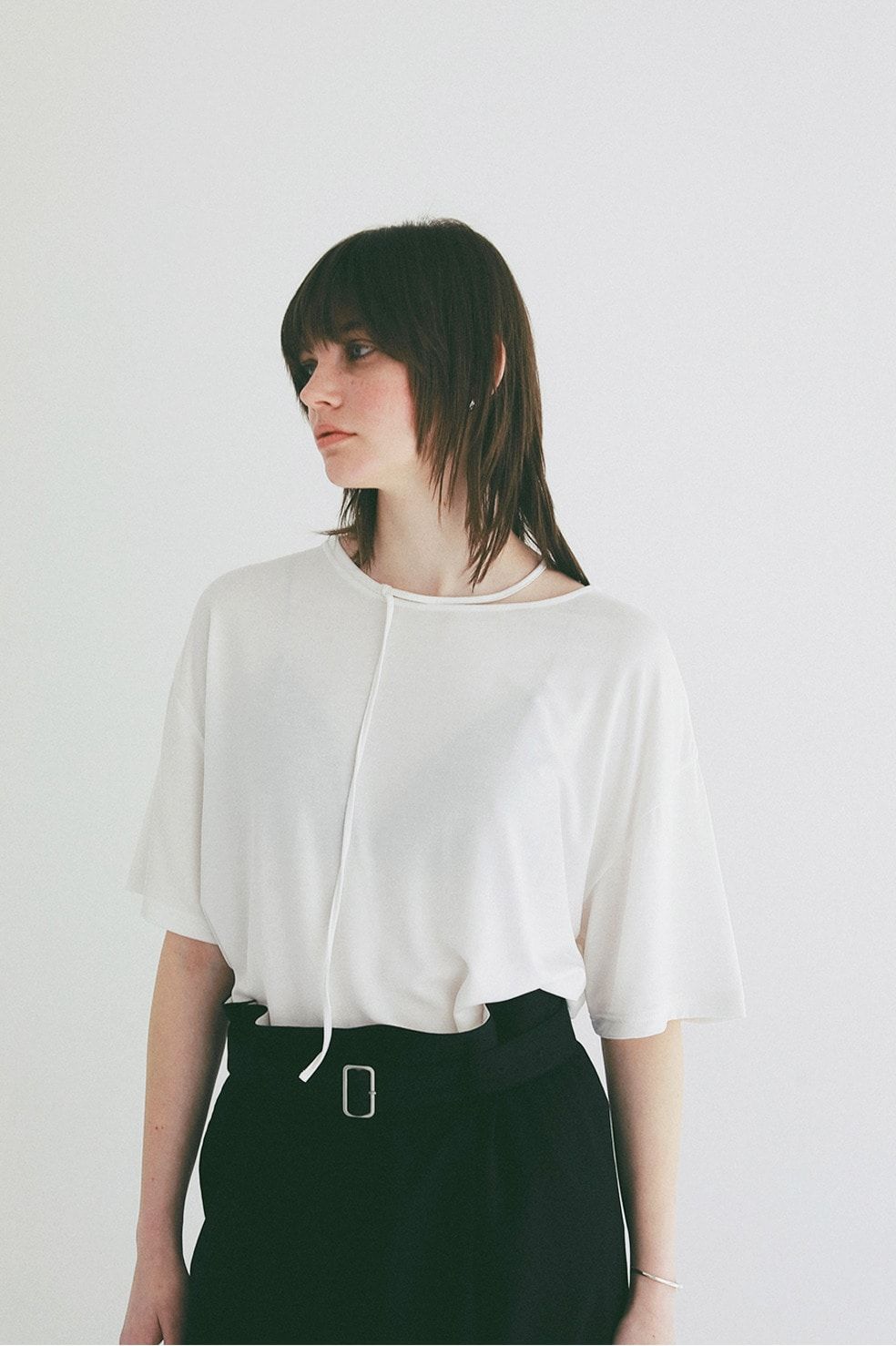コードカットソー - DROOP THIN CODE SOFT TOPS (WHITE)