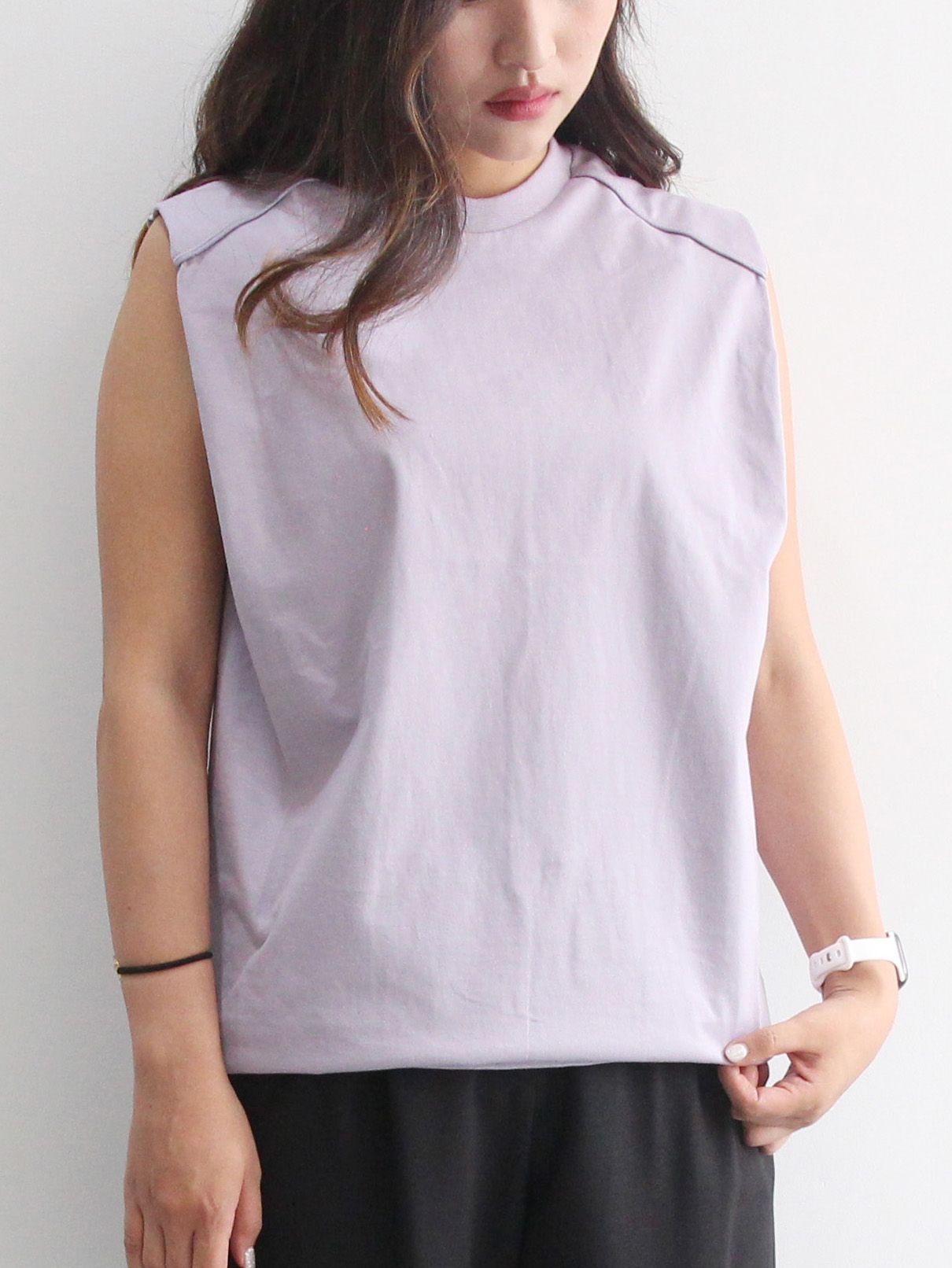 CLANE - ノースリーブトップス - POWER SHOULDER TOPS - PURPLE