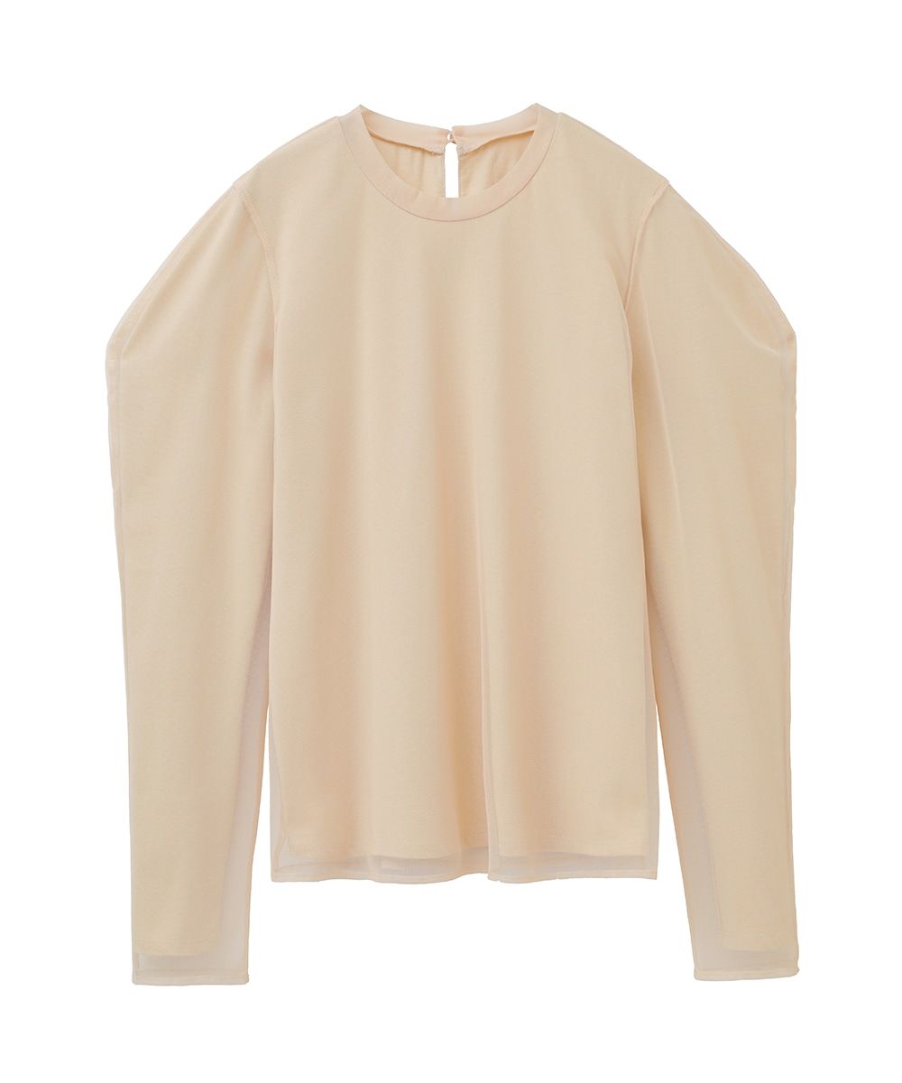 MESH LAYERED COMPACT TOPS - BEIGE