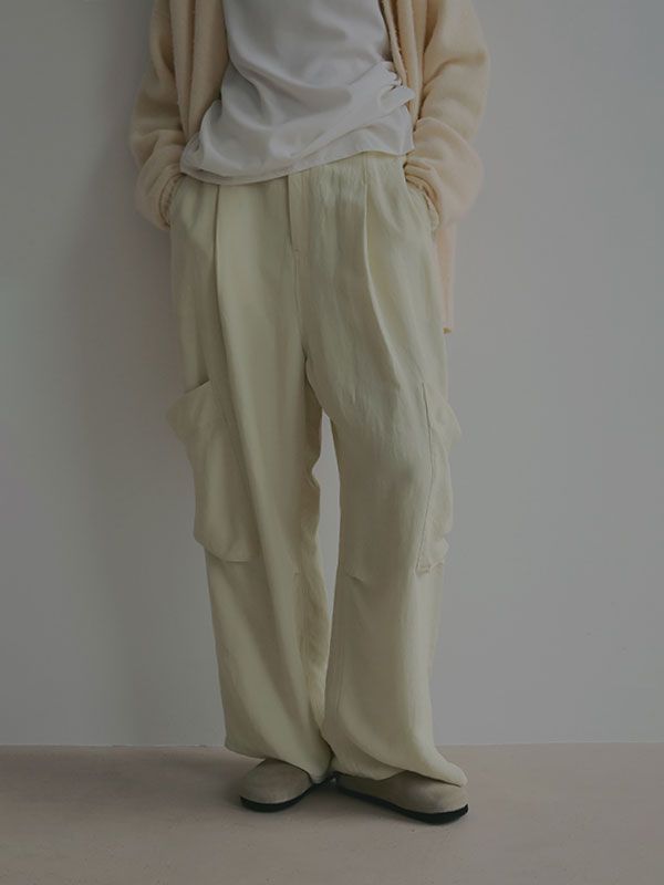 バックサテンリラクシーカーゴパンツ (GREIGE)