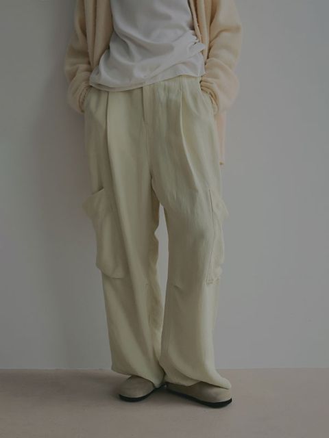 バックサテンリラクシーカーゴパンツ (GREIGE)