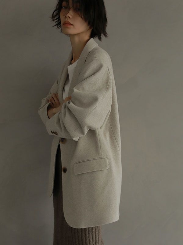 ウーリーシングルジャケット - BEIGE