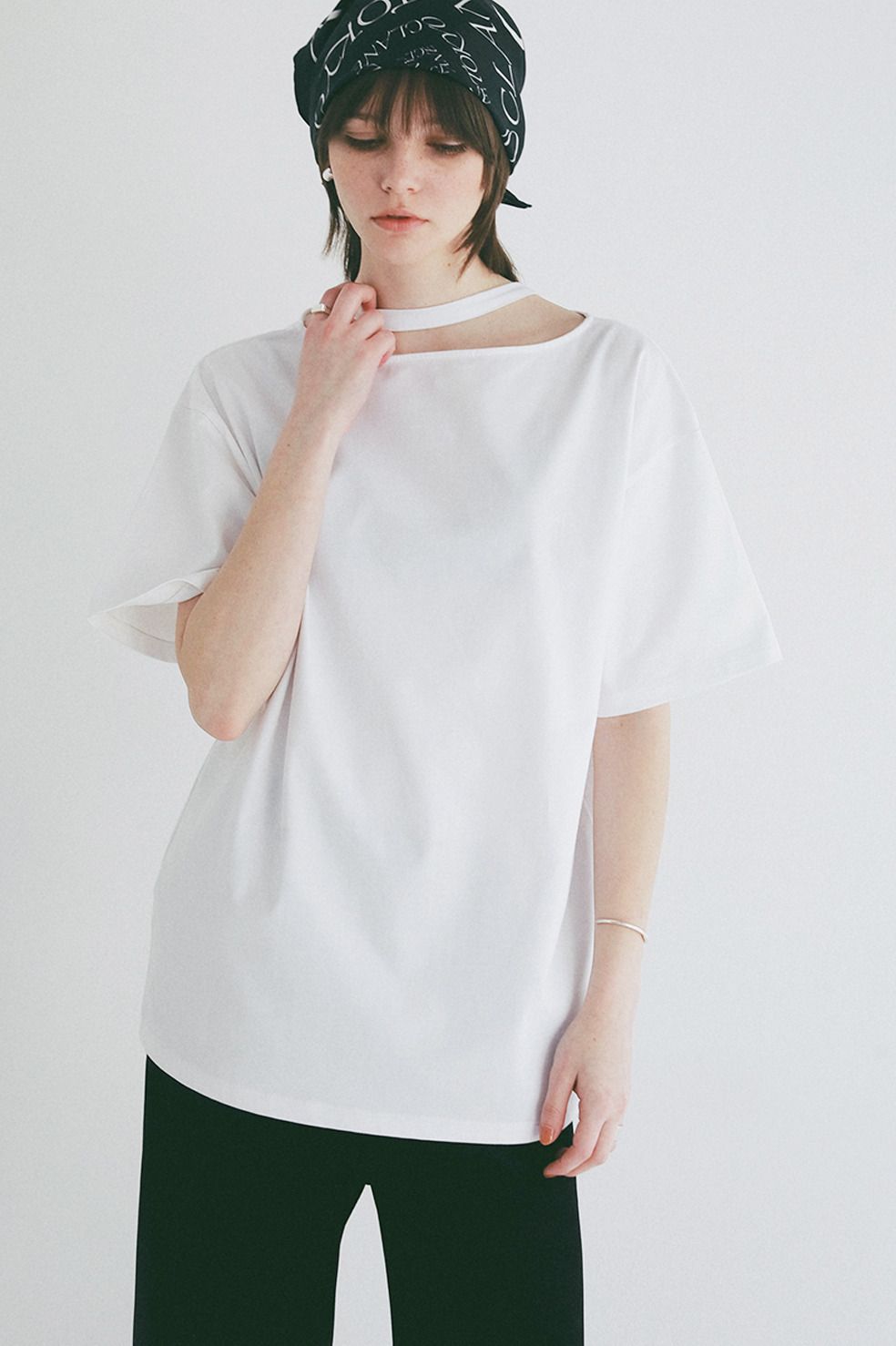 ダブルフェイストップス - W FACE NOTCHED RIB OVER TOPS (WHITE)