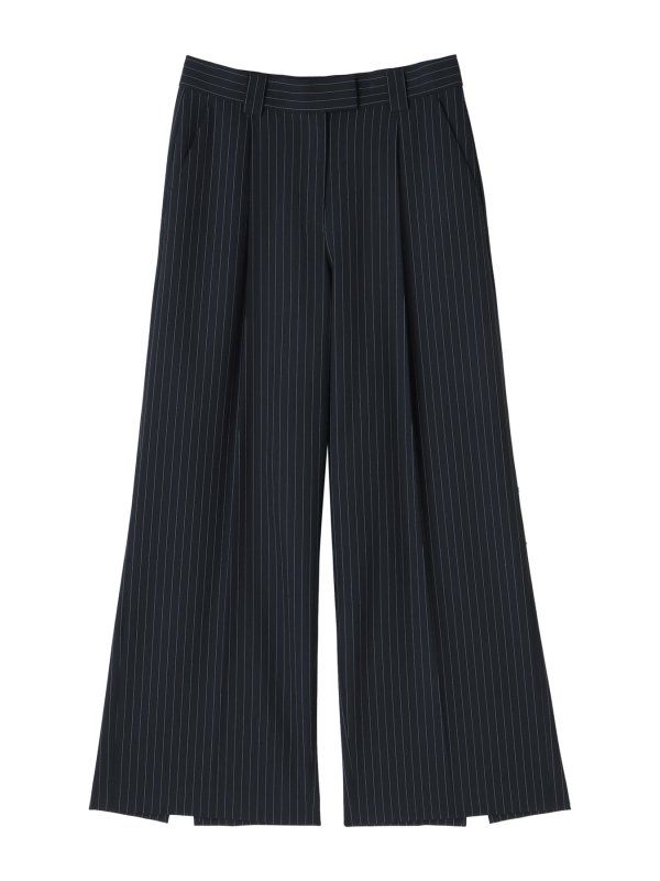 セミワイドタックスリットパンツ - NAVY