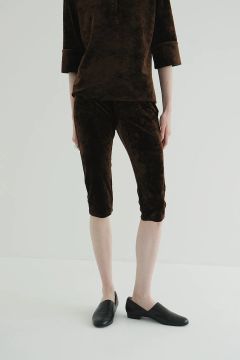 ベロアカプリパンツ -  VELOUR CAPRI PANTS BROWN