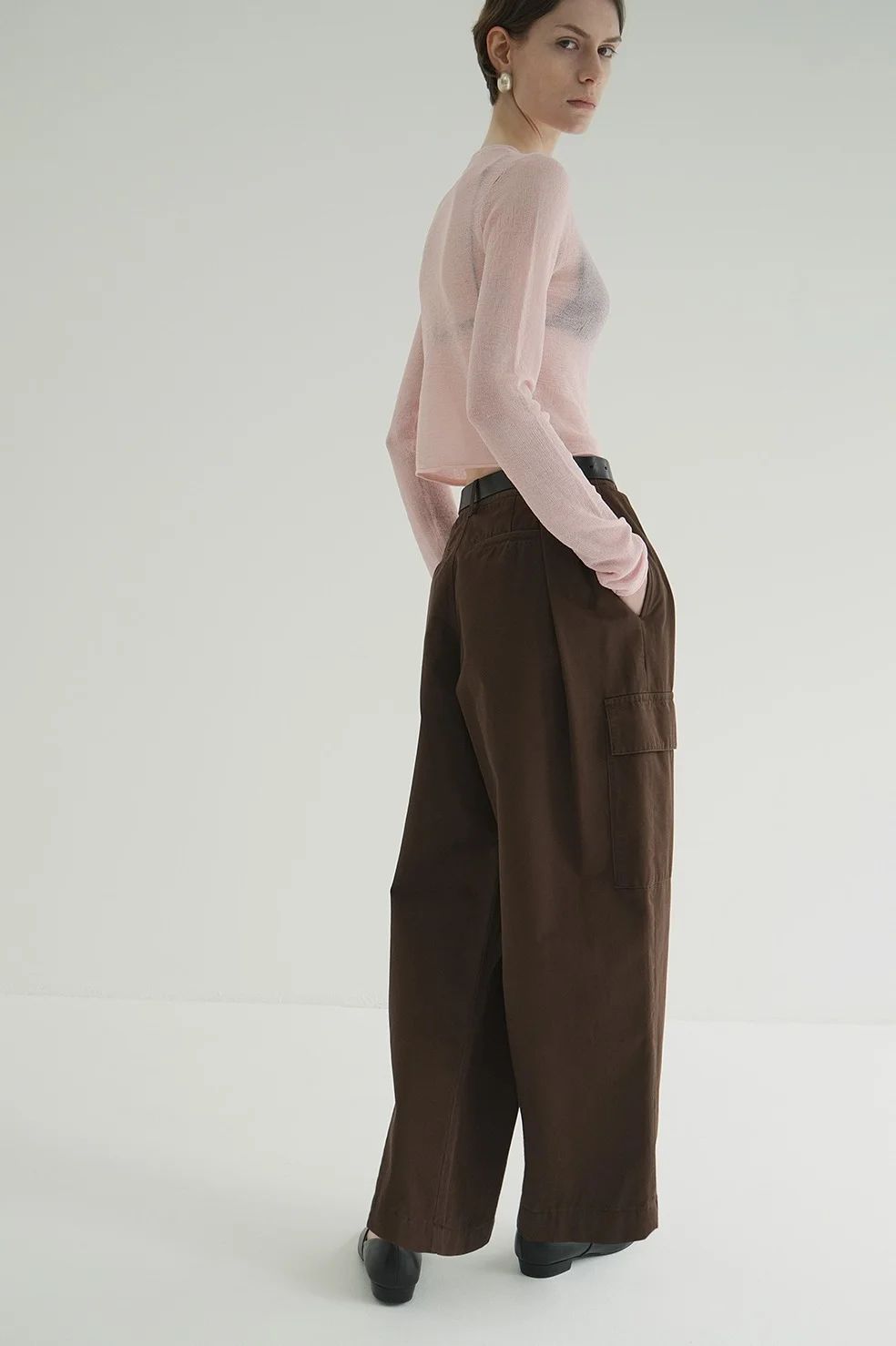 ワイドタックワークパンツ - WIDE TUCK WORK PANTS -  BROWN