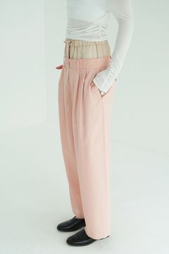 ダブルレイヤード スラックス - W WAIST WIDE SLACKS (PINK)