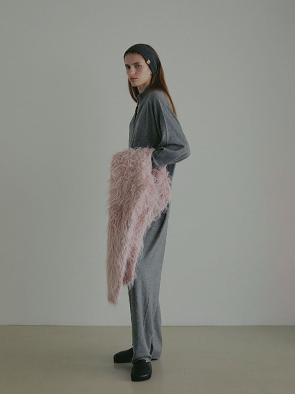 ウールカシミヤニットヘアバンド (GREY）