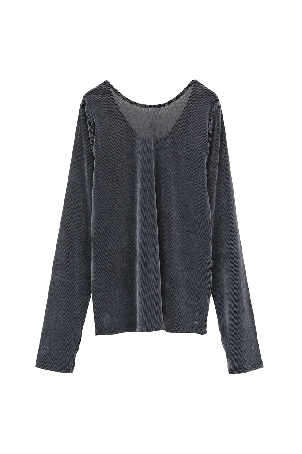チュール フロッキー ストライプ トップス - TULLE FLOCKED STRIPE TOPS (BLUE)