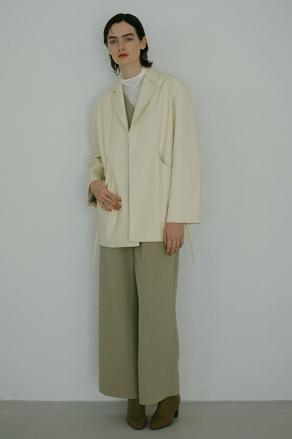 FAUX LEATHER JACKET - フェイクレザーテーラードジャケット