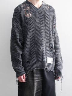 ブリーチド ニットプルオーバー - Bleached Knit Pullover - BLACK