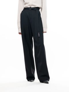【レディース】 ベルト付きスラックス - BELTED TROUSERS (BLACK)