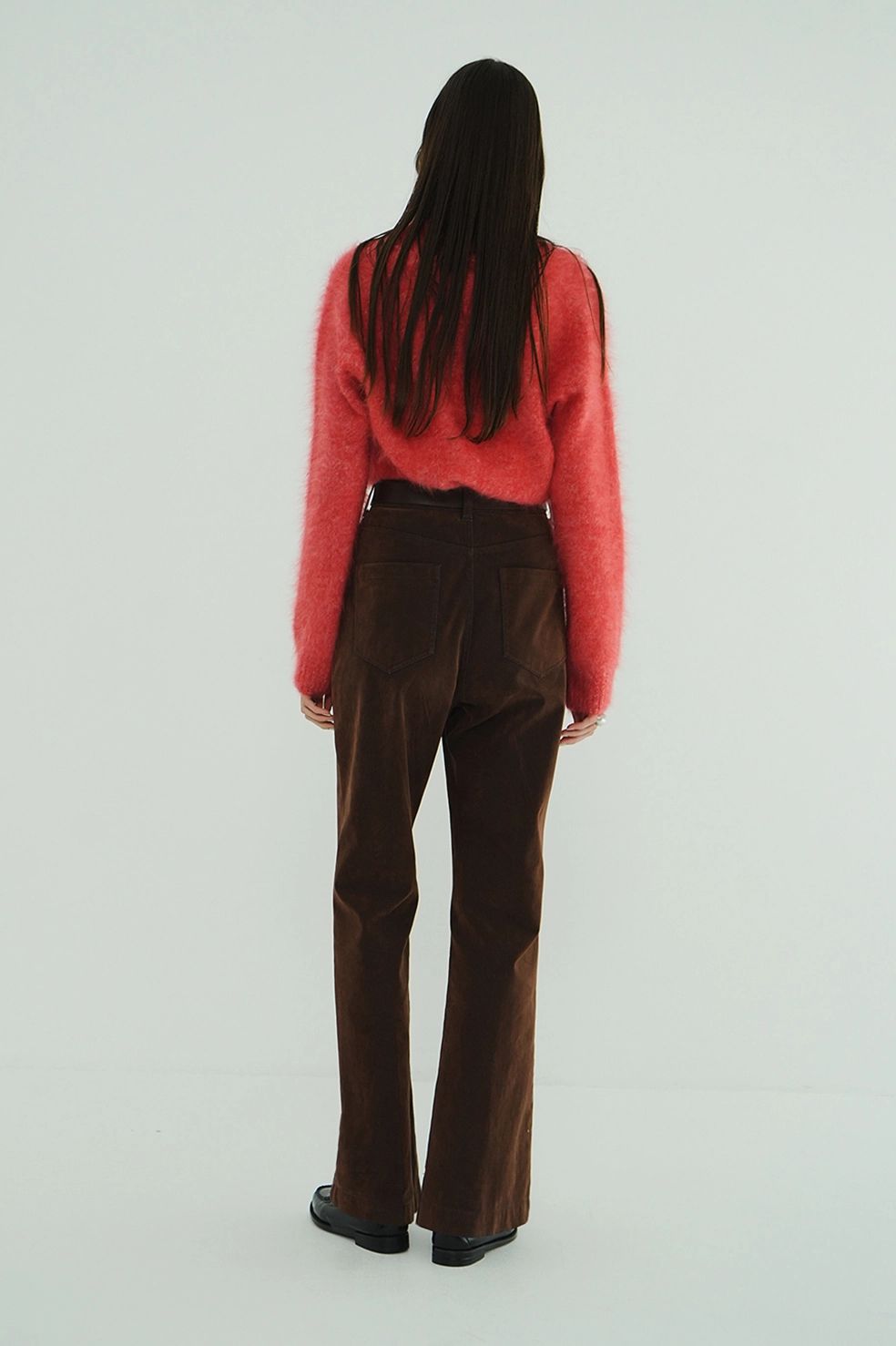 ハイウエスト フロッキーパンツ | FLOCKY CENTER PRESS PANTS（BROWN)