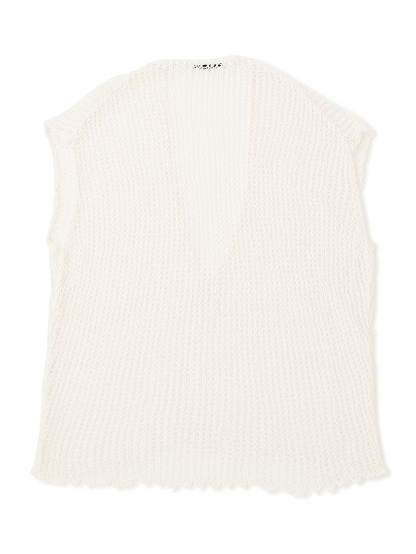 フィッシュネットスリーブレスニットプルオーバー - WHITE