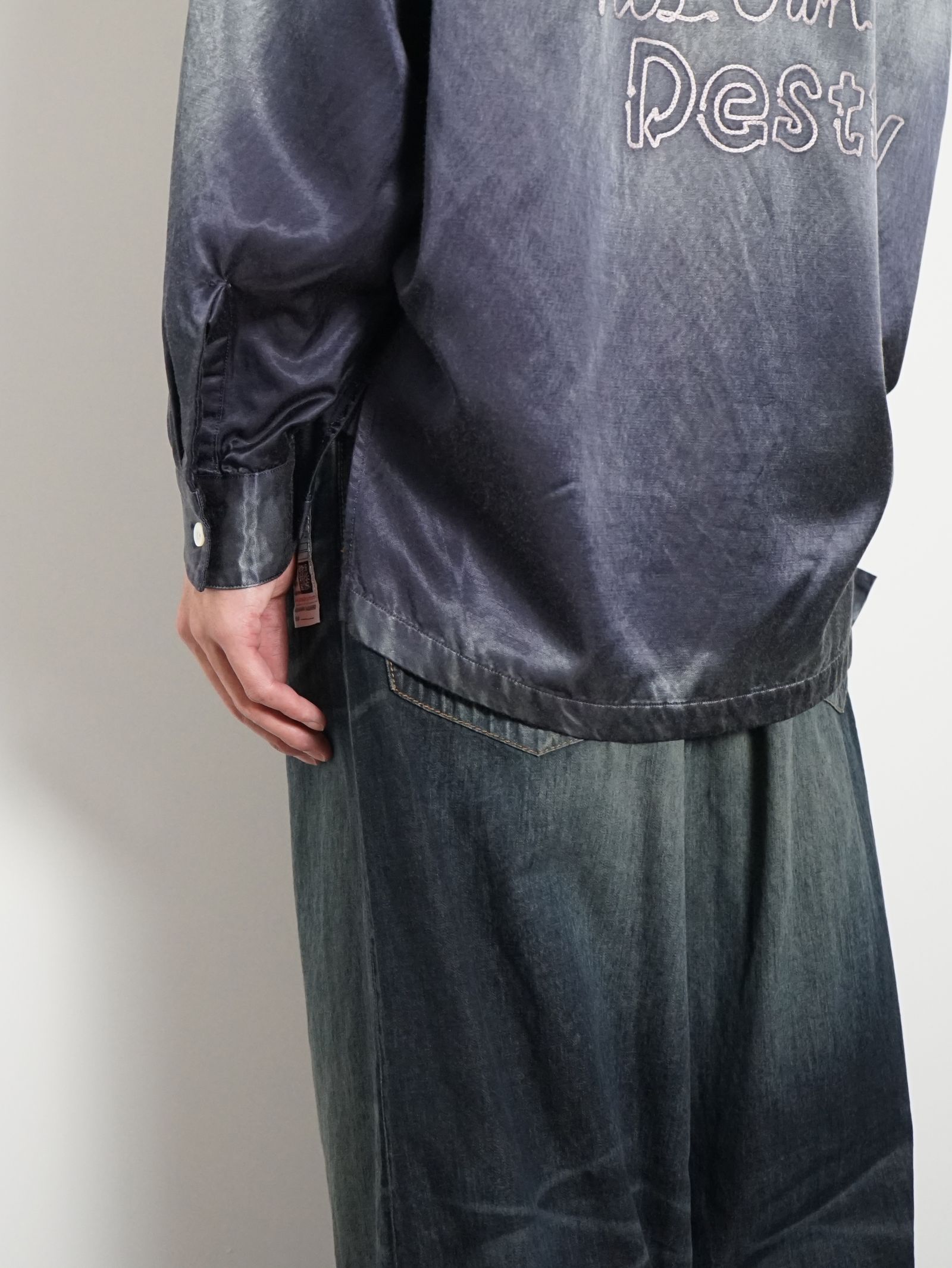 ブリーチドサテンシャツ - Bleached Satin Shirt - PUPLE