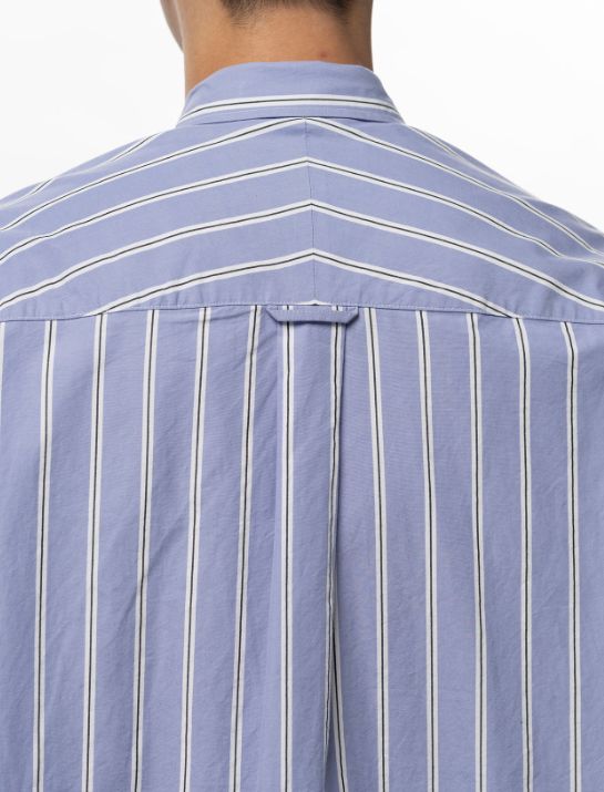 コットン ハイ デンシティ ストライプ ロング スリーブ シャツ | Cotton High Density Stripe Long-sleeve Shirt- LIGHT BLUE