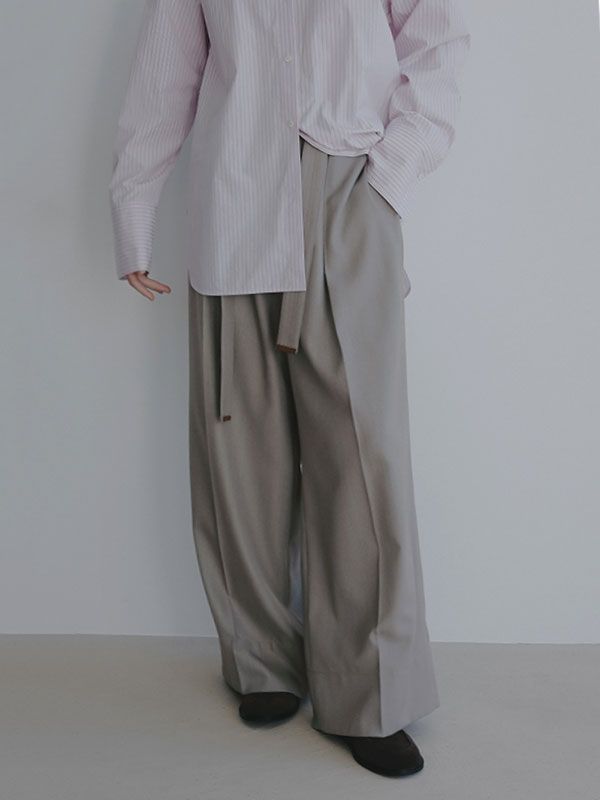 ベルテッドタックワイドパンツ (GREIGE)